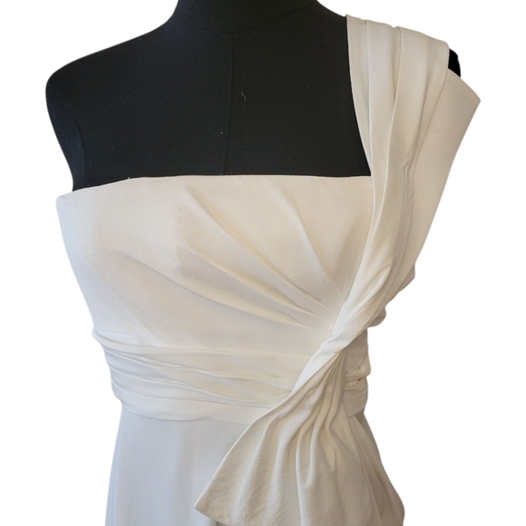BCBG White Palais One Shoulder Cocktail Dress Size 4 - Picture 3 of 6